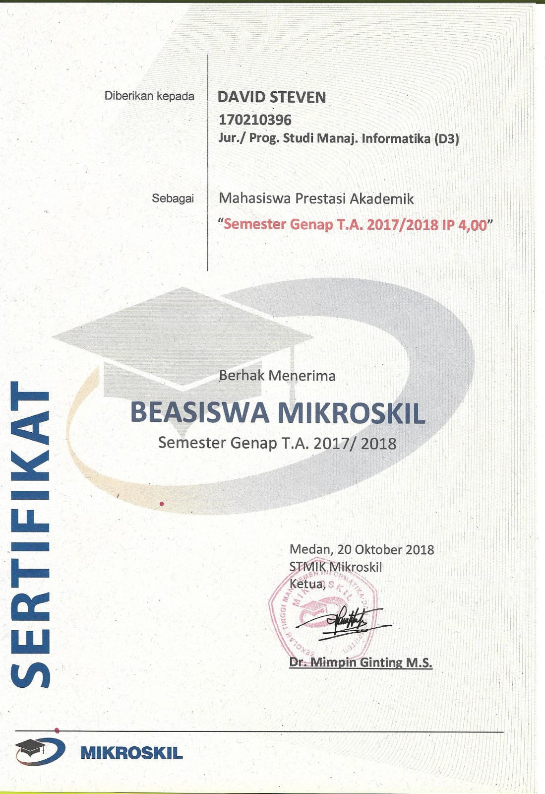 Highest GPA Scholarship (Mikroskil)